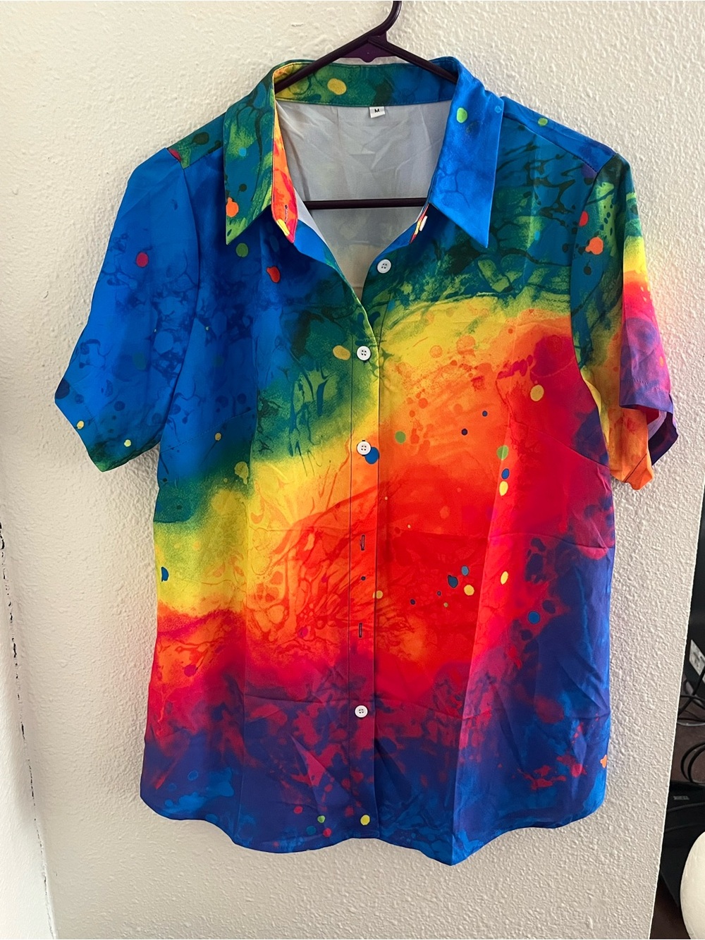 Colorful Rainbow Tie-Dye Short Sleeve Shirt for Men